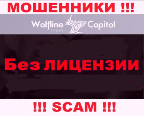Невозможно найти инфу о лицензии internet мошенников Wolfline Capital - ее просто-напросто нет !