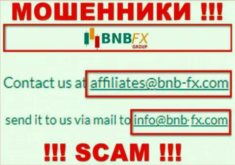 Электронный адрес махинаторов BNB FX, информация с официального сервиса