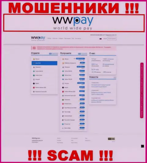 Официальная web страница мошеннического проекта WW-Pay Com