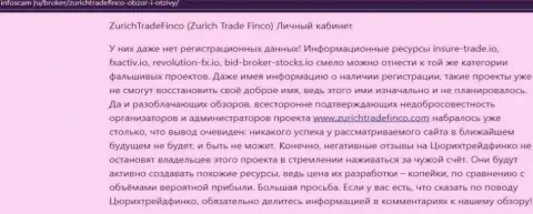 Надувательство во всемирной сети интернет !!! Обзорная статья об деяниях internet мошенников Zurich Trade Finco LTD