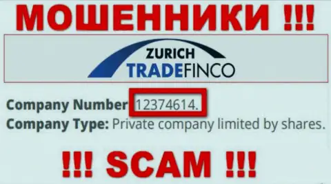 12374614 - это номер регистрации Zurich Trade Finco, который показан на официальном интернет-портале организации
