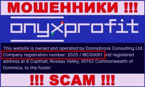 Рег. номер, который принадлежит конторе OnyxProfit - 2020 / IBC00061