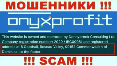 8 Copthall, Roseau Valley, 00152 Commonwealth of Dominica - это офшорный юридический адрес Оникс Профит, оттуда ВОРЮГИ лишают средств клиентов