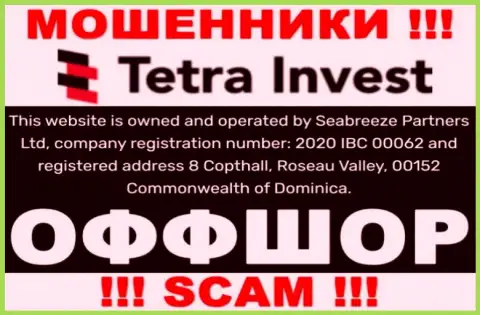 На сайте кидал Tetra-Invest Co написано, что они находятся в офшоре - 8 Copthall, Roseau Valley, 00152 Commonwealth of Dominica, будьте очень бдительны