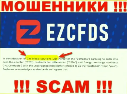 Вы не сможете сберечь собственные деньги имея дело с EZCFDS Com, даже в том случае если у них есть юридическое лицо G.W Global solutions LTD