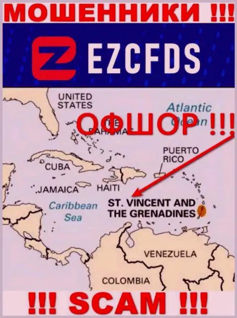 St. Vincent and the Grenadines - офшорное место регистрации мошенников G.W Global solutions LTD, предоставленное у них на веб-ресурсе