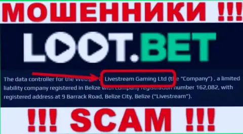 Вы не сможете сохранить собственные денежные средства работая с организацией Loot Bet, даже если у них есть юридическое лицо Livestream Gaming Ltd