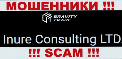 Юридическим лицом, владеющим обманщиками Gravity-Trade Com, является Inure Consulting LTD