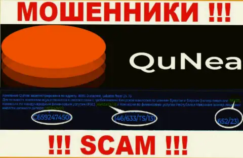 Мошенники QuNea не скрыли свою лицензию на осуществление деятельности, опубликовав ее на сайте, но будьте очень бдительны !!!