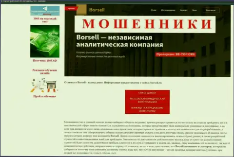 Borsell Ru - это МОШЕННИКИ !!! Воруют финансовые вложения наивных людей (обзор мошеннических действий)
