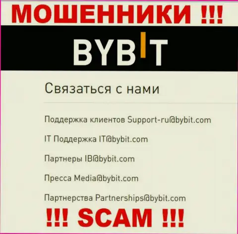 Электронный адрес мошенников ByBit - инфа с сервиса компании