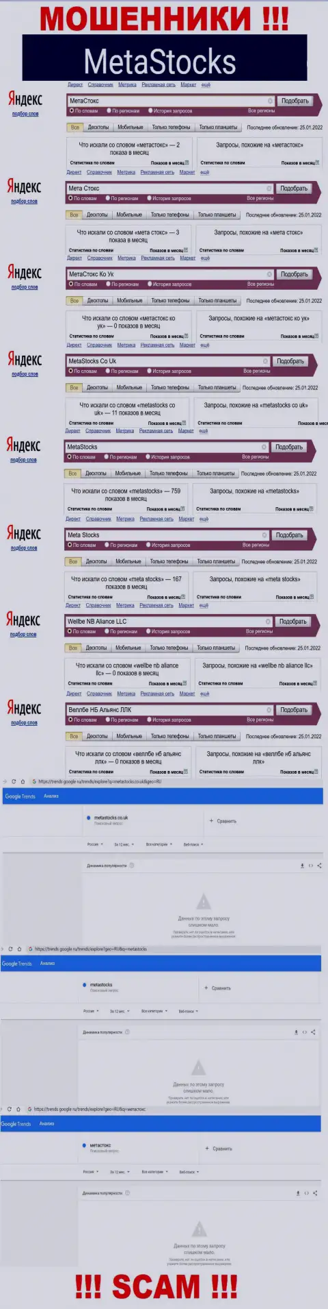 Количество онлайн запросов по мошенникам Wellbe NB Aliance LLC в internet сети
