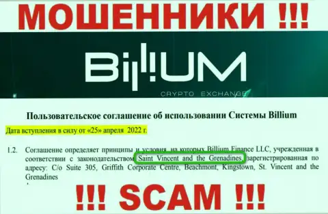 Организация Billium - это обманщики, базируются на территории St. Vincent and the Grenadines, а это оффшор