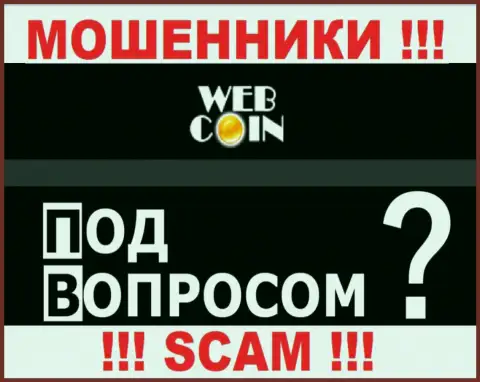 Никак привлечь к ответственности WebCoin по закону не получится - нет информации относительно их юрисдикции