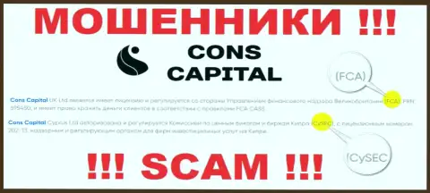 Организация Конс Капитал Кипр Лтд обманная, и регулятор у нее такой же мошенник
