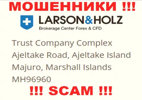 Оффшорное месторасположение Ларсон Хольц Лтд - Trust Company Complex Ajeltake Road, Ajeltake Island Majuro, Marshall Islands МН96960, откуда эти мошенники и прокручивают противоправные махинации