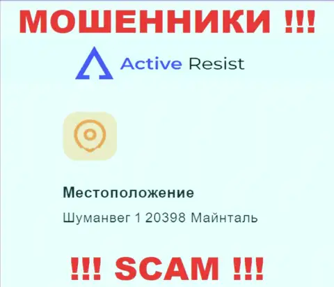 Юридический адрес регистрации ActiveResist на официальном сайте ненастоящий ! Будьте очень бдительны !!!