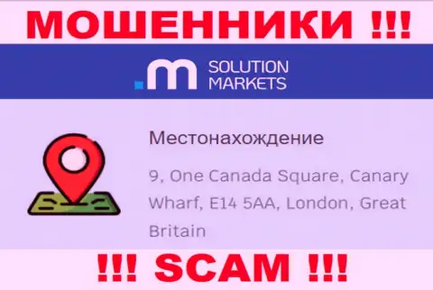 На интернет-ресурсе Солюшен-Маркетс Орг нет реальной инфы об официальном адресе регистрации компании - это ЛОХОТРОНЩИКИ !!!
