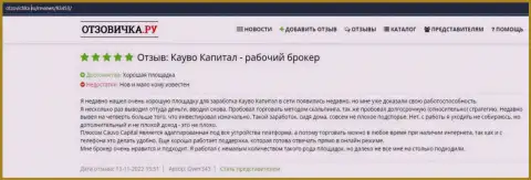 Еще отзыв об Форекс-компании Cauvo Capital на веб-ресурсе Otzovichka Ru