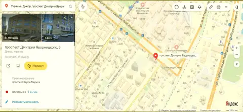Представленный одним из работников 770 Capital адрес месторасположения преступной Форекс компании на Yandex Maps